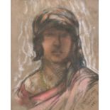 Sam Granovsky (1889-1942) Russian. Bust Portrait of a Girl, Pastel, Signed, Inscribed ‘Paris’ and