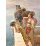 After Lawrence Alma-Tadema (1836-1912) British. “Coign of Vantage”, Oil on Canvas, 40” x 30” (101.
