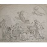 18th Century French School. The Lamentation, Charcoal, Mounted, Unframed, 13” x 15.75” (33 x 40cm)