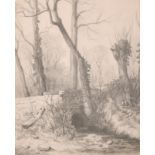 Benjamin Williams Leader (1831-1923) British. A Woodland Scene, Pencil, Shaped 12.5” x 9.75” (31.8 x
