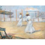 Early 20th Century French School. Ladies playing Tennis, Pastel, bears a Signature, Mounted,