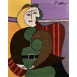 After Pablo Picasso (1881-1973) Spanish. “Femme Assise dans un Fauteuil Rouge”, Carpet, by Desso a