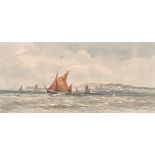 D. James (19th Century) British. A Coastal Scene with Shipping, Watercolour, Signed, Unframed 9.5” x