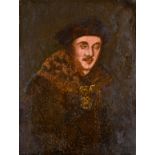 Manner of Hans Holbein (1497-1543) German. A Portrait of Thomas More, Oil on Panel, Unframed, 8” x