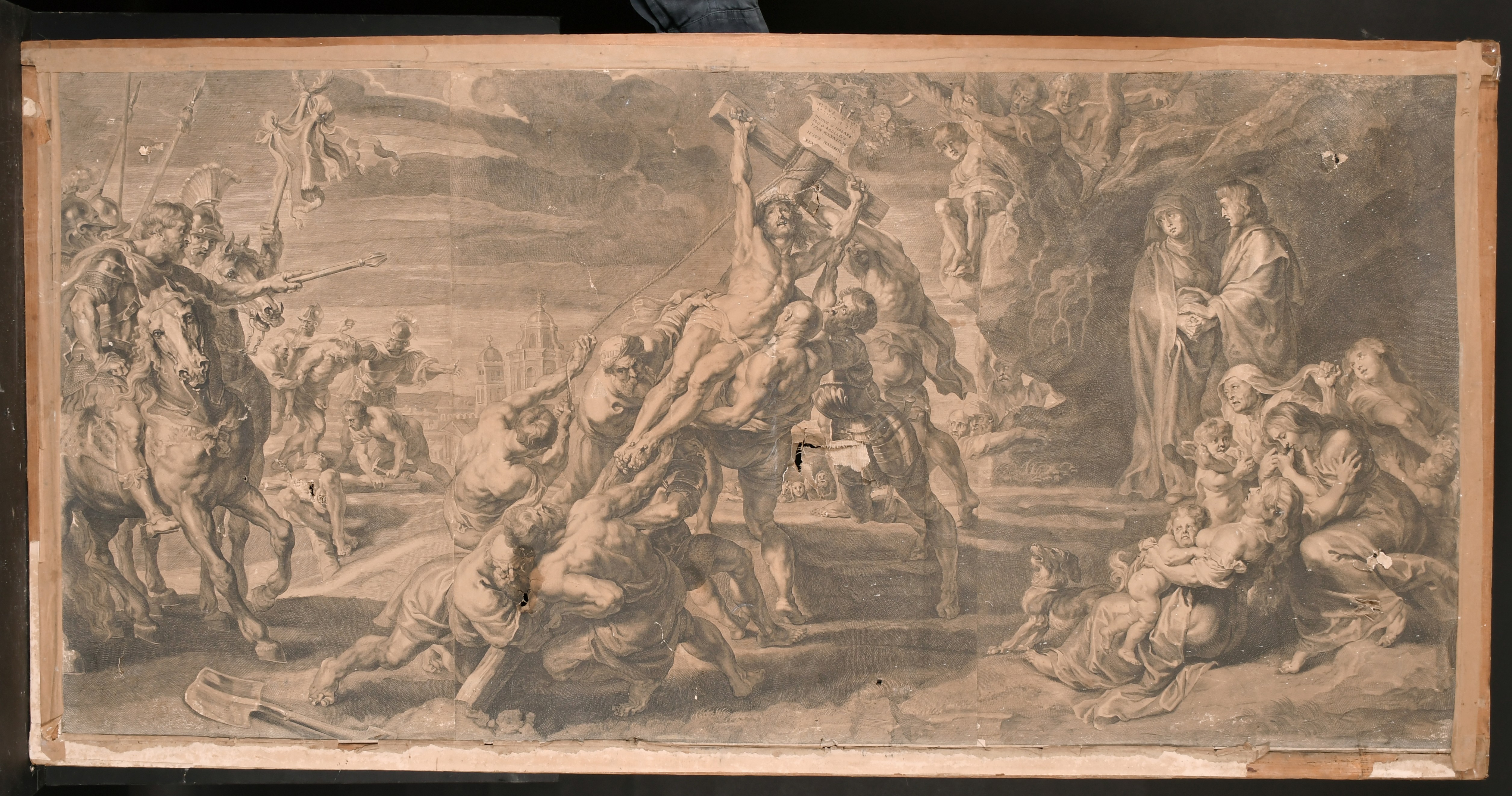 18th Century European School. The Crucifixion, Engraving, Unframed, 23.5” x 49.5” (59.8 x 125.7cm) - Image 2 of 3