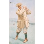 Ethel Bayne (20th Century) British. ‘The Golfer’, Watercolour, Signed and Dated ’09, 11.5” x 6.