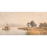 T. Hampson Jones (1846-1916) British. “Calm Evening on the Medway”, Watercolour, Signed, and