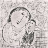 Dora Holzhandler (1928-2015) British. A Mother and Son Embracing, Charcoal, Signed and Dated 2006,