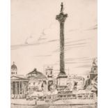 Joseph Hecht (1891-1951) Polish/British. “Nelson’s Column, London”, Engraving, Signed in Pencil,