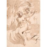 Circle of Jean-Honore Fragonard (1732-1806) French. Study of a Naked Woman and a Cherub under a