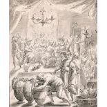 18th Century Italian School. A Banqueting Scene, Ink and Wash, 8.25" x 6.75" (21.2 x 17.5cm)