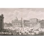 After Luigi Rossini (1790-1857) Italian. “Veduta della Gran Piazza e Basilica di S. Pietro in