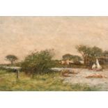Arthur George Bell (1849-1916) British. A Windswept River Landscape, Oil on Board, Signed, 10” x 14”
