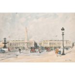 Paul Lucien Maze (1887-1979) British. "Luxor Obelisk, Place de la Concorde", Watercolour, Signed,