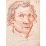 18th Century French School. Study of a Bearded Man, Pencil and Sanguine, 5.5" x 4" (13.7 x 10cm),