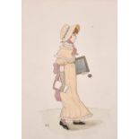 Kate Greenaway (1846-1901) British. "Off to School", Watercolour, Signed with Initials, and