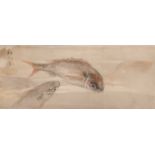 20th Century Chinese School. A Study of Two Carp, Mixed Media, Signed with Motif, 3” x 7.25” (7.6