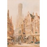 Henry Schafer (1854-1915) British. “Bruges, Belgium”, Watercolour, Signed and Inscribed, 15.75” x