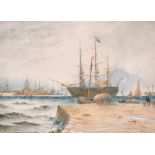 Attributed to Thomas Bush Hardy (1842-1897) British. "Portsmouth Harbour" 'Old Portsmouth from