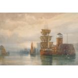 Edward Christian Quayle (1871-1946) British. "Douglas Harbour – Isle of Man", Watercolour, Signed,
