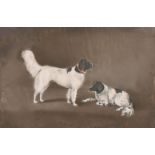 Henry Bernard Chalon (1770-1849) British. Study of Two Black and White Spaniels, Pastel, Signed