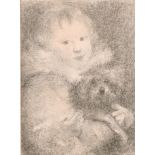 Eugene Carriere (1849-1906) French. “L’Enfant au Chien”, Lithograph, Inscribed, and Inscribed verso,
