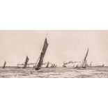 William Lionel Wyllie (1851-1931) British. "Portsmouth Fishing Fleet", Etching, Signed in Pencil,