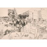 Anthony Gross (1905-1984) British. "Café - Cambrils Tarragona", Etching, Signed, Inscribed in 1st