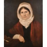 19th Century English School. Bust Portrait of a Lady, Oil on Canvas, in a Dark Wood Frame, 30” x 25”