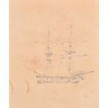 John Brett (1831-1902) British. Study of a Ship, Pencil, Unframed, 6.75” x 5.5” (17.2 x 14cm).