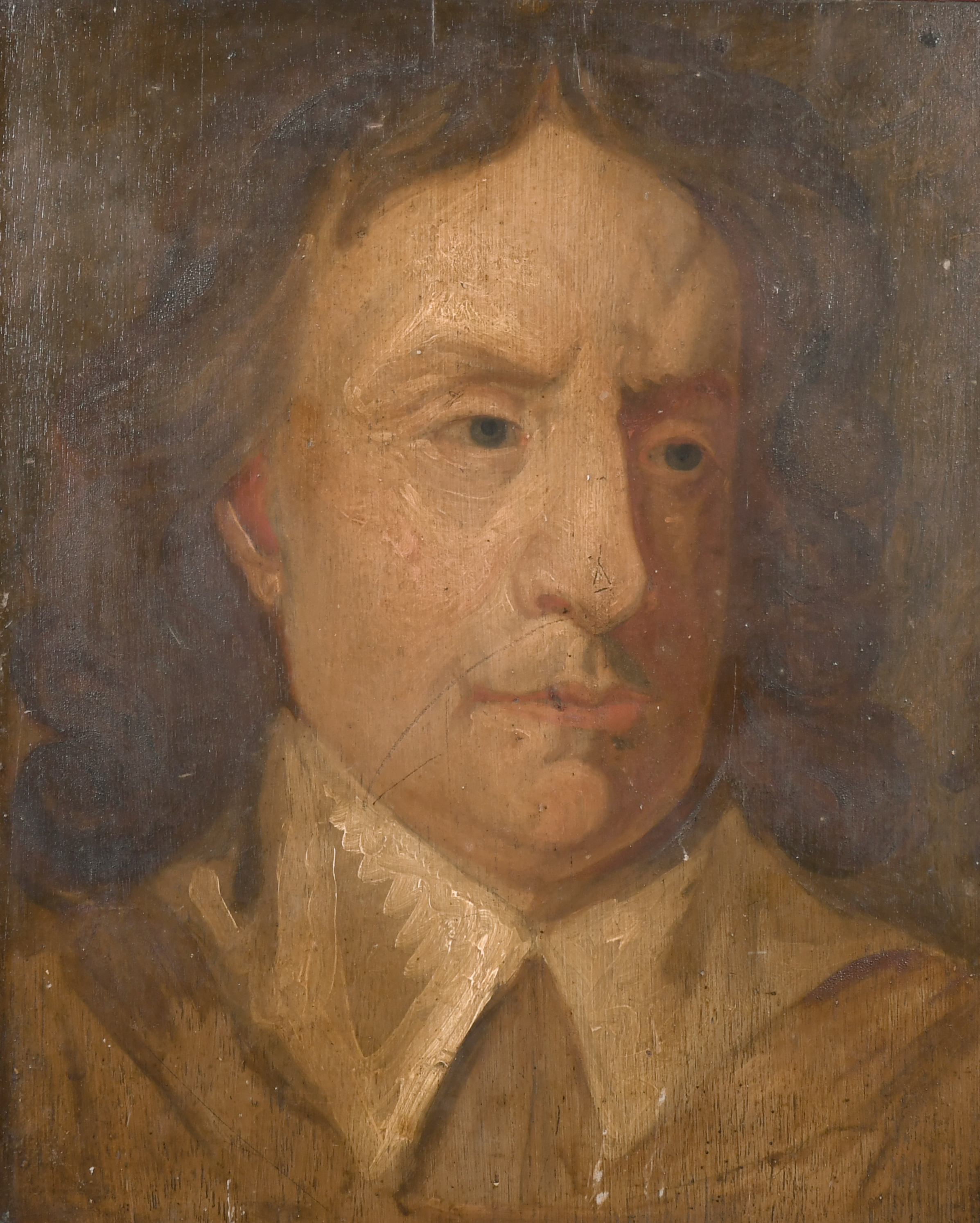 18th Century English School. Portrait of Oliver Cromwell, Oil on Panel, Inscribed 'Sidney Sussex