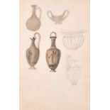 19th Century English School. Study of Classical Urns, Watercolour and Pencil, 6.75" x 4.5" (17.5 x
