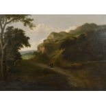 Circle of Patrick Nasmyth (1787-1831) British. A Landscape with Figures on a Path, Oil on Panel,