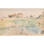 Guy Seymour Warre Malet (1900-1973) British. 'Across the Marsh', Watercolour, Inscribed on a label