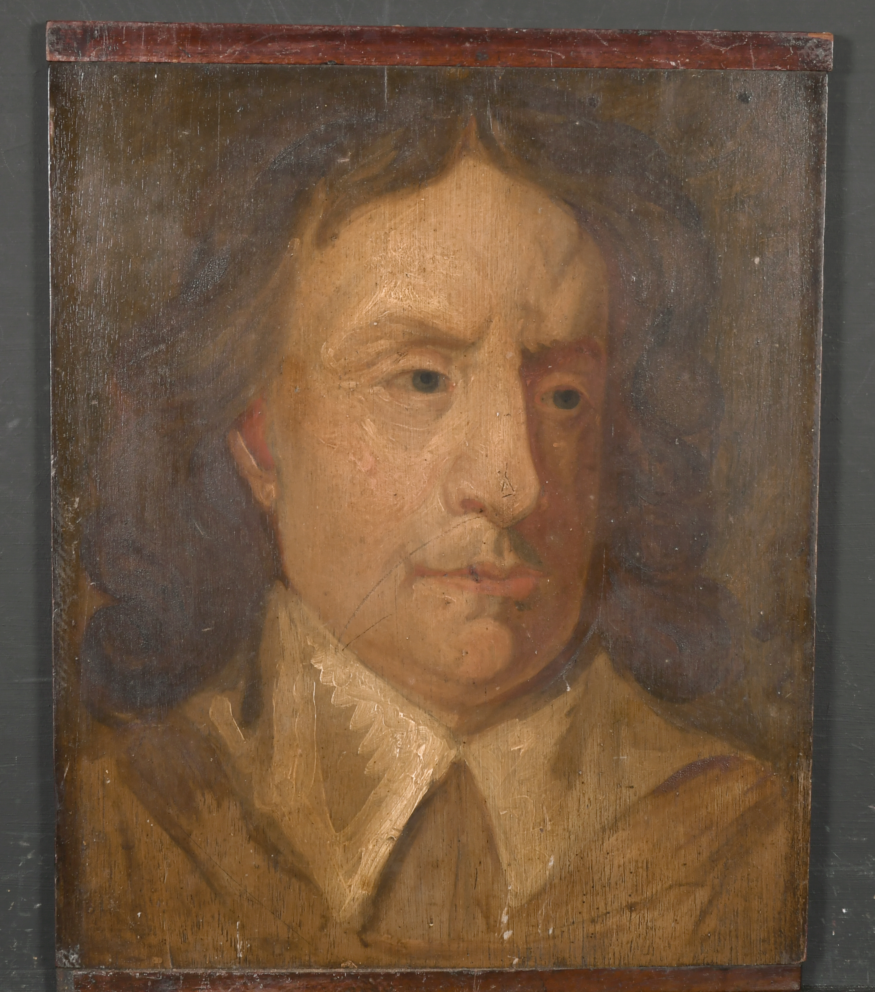 18th Century English School. Portrait of Oliver Cromwell, Oil on Panel, Inscribed 'Sidney Sussex - Image 2 of 4