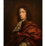 Circle of Sir Peter Lely (1618-1680) British. Bust Portrait of a Man wearing a Red Cloak and white