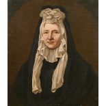 18th Century English School. Portrait of a Lady, wearing a white Ruff and Headdress, Oil on