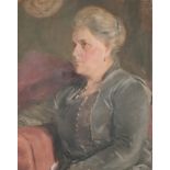 Douglas Stannus Gray (1890-1959) British. Bust Portrait of Mrs Prytz, Oil on Canvas, Unframed, 26.5”