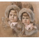 Georg Ludwig Meyn (1859-1920) German. “Eileen and Enid K.”, Pastel, Signed, in a fine gilt