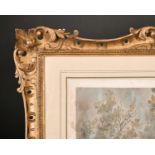 19th Century English School. A Carved Giltwood Frame, with swept and pierced centres and corners,