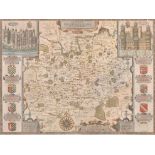 After John Speed (1552-1629) British. “Surrey”, Map, framed showing verso, 15” x 20.25” (38 x 51.