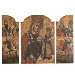 19th Century Greek School. Madonna and Child, Triptych, Oil on Panel, 11.5” x 7.75” (29.3 x 19.7cm),