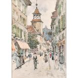 Robert Charles Goff (1837-1922) British. “Vevey” (Switzerland), Watercolour, Signed, Inscribed and