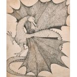 Jennie P Clark (20th Century) British. Study of a Dragon, Ink, Signed, 21.5" x 17.5" (54.5 x 44.2cm)