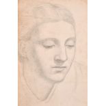 Robert Anning Bell (1863-1933) British. Head Study of a Lady, Pencil, 4.75" x 3.25" (12 x 8.3cm)