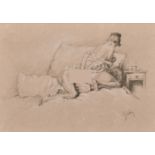Count Mihaly von Zichy (1827-1906) Hungarian. 'Lovers', Pencil heightened with White, Signed,