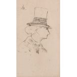 After Edouard Manet (1832-1883) French. Portrait of Charles Baudelaire in profile, Etching, 5" x 2.