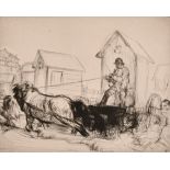 Edmund Blampied (1886-1966) British. "Ostend Bathing Machine", Drypoint Etching, Signed and Numbered