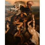 After Theodore Gericault (1791-1824) French. "L'enlevement des Turcs", Oil on Canvas, 32" x 25.5" (