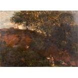 19th Century English School. Fruit Pickers, Oil on Canvas, Indistinctly Signed within an oval,